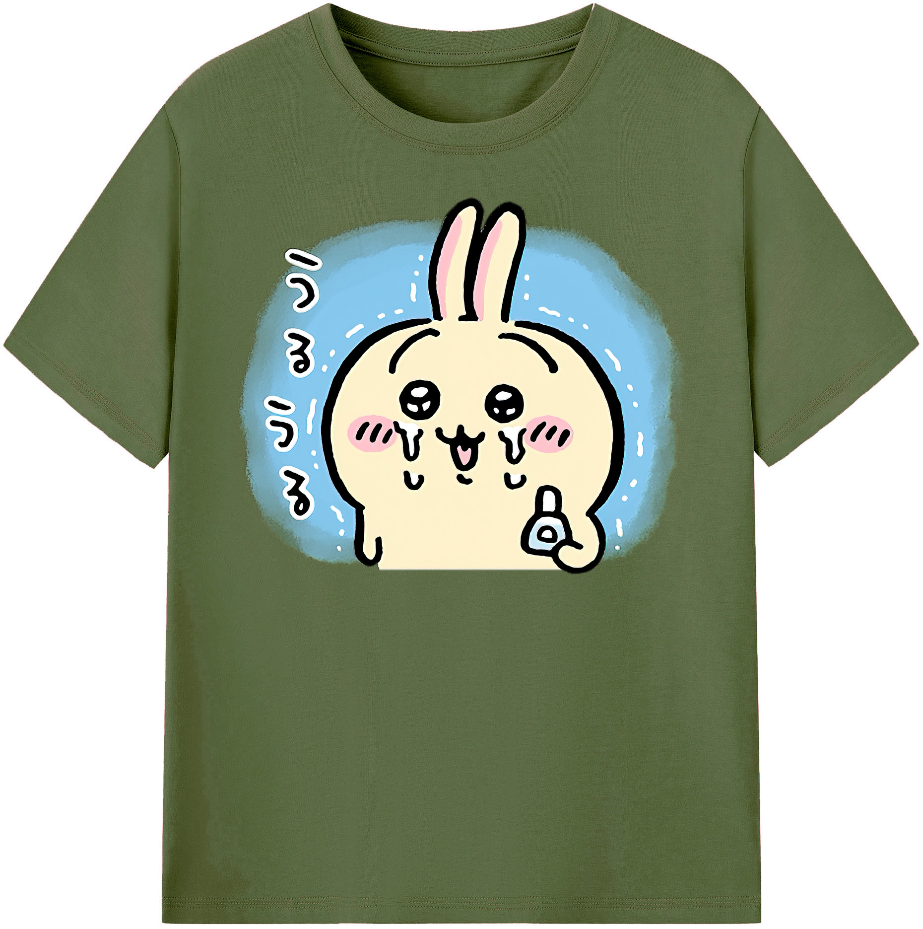 （画像用） ちいかわ うさぎ Chii-kawa usagi 綿100％半袖Tシャツ（フロントプリント）